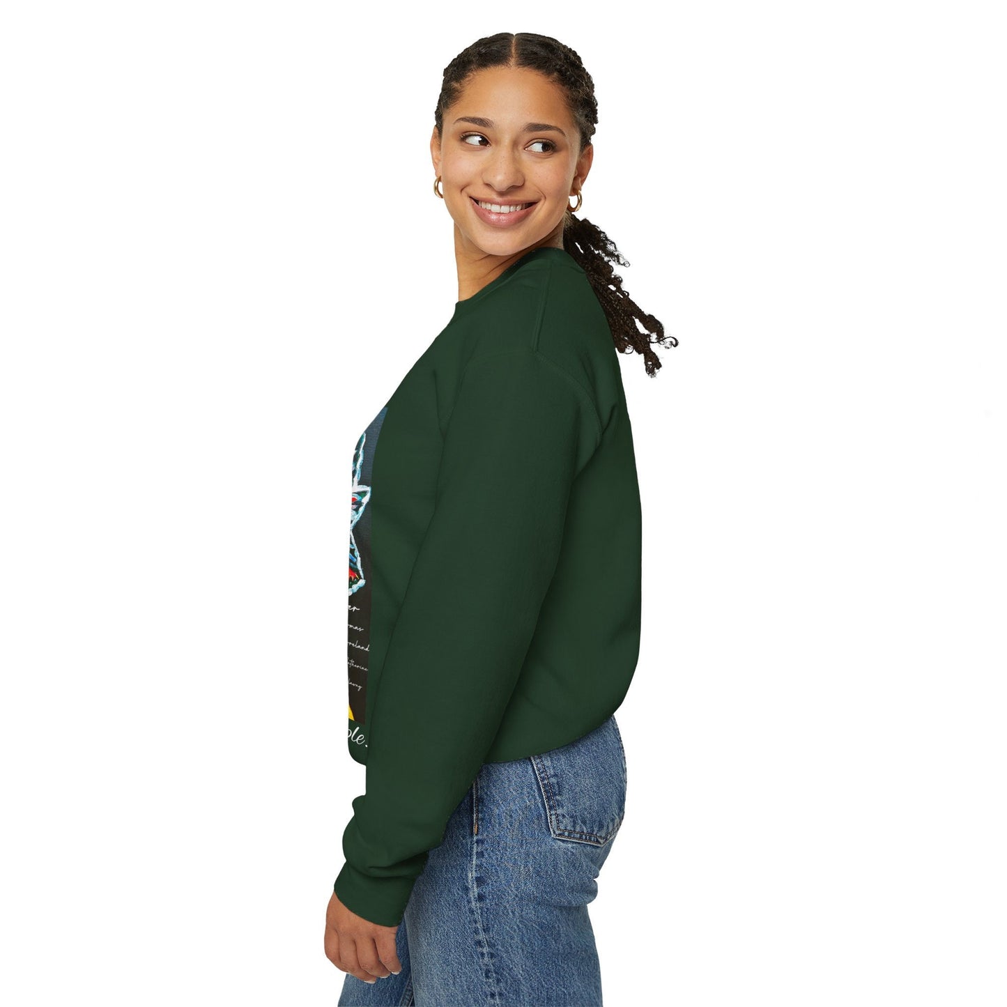 Handcrafted Graphic Sweatshirt featuring Jamaican Flag Art, Cozy Crewneck