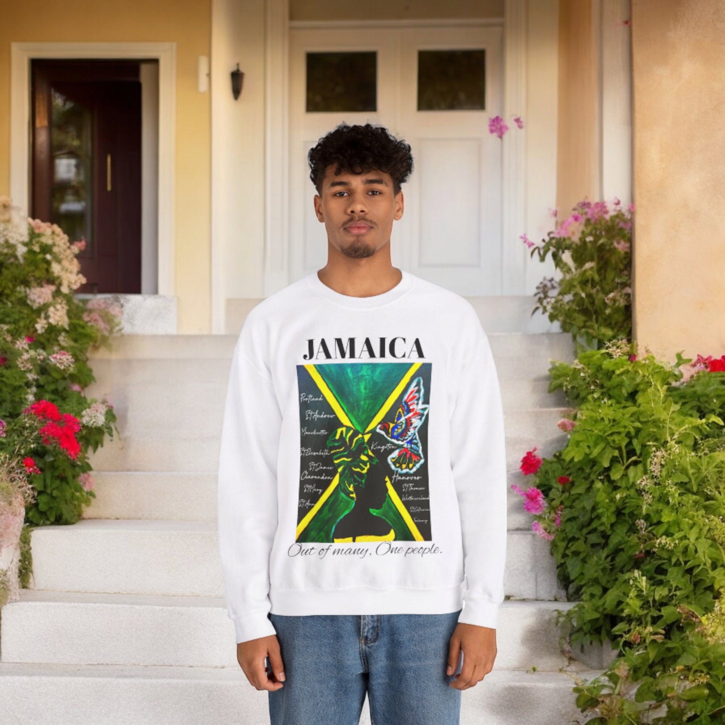 Jamaican Flag Art Crewneck Sweatshirt Unisex Casual Wear for Jamaica Lovers