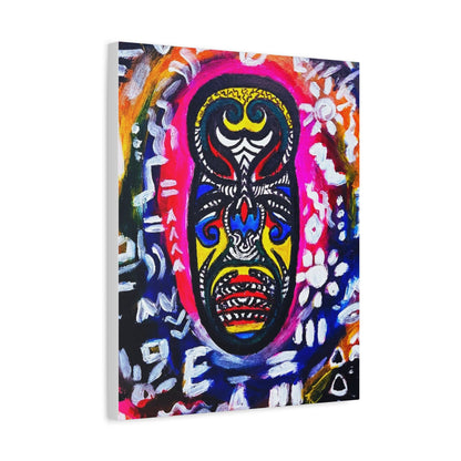 Unique Tribal Mask Painting, Matte Canvas Stretched - Authentic Ethnic Decor