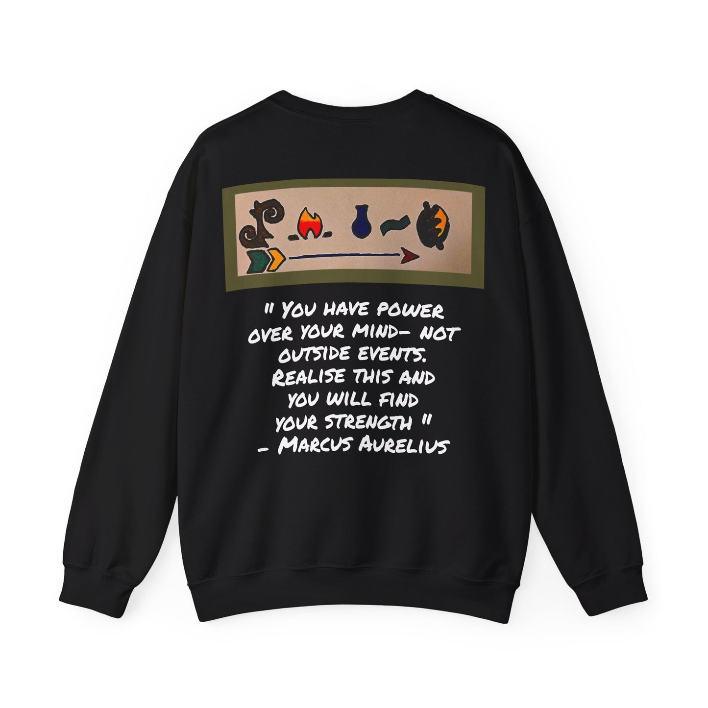 Tribal Mask Unisex Heavy Blend Crewneck Sweatshirt, Unique Quote on Back, Casual Wear, Artistic Gift, Ethically Made