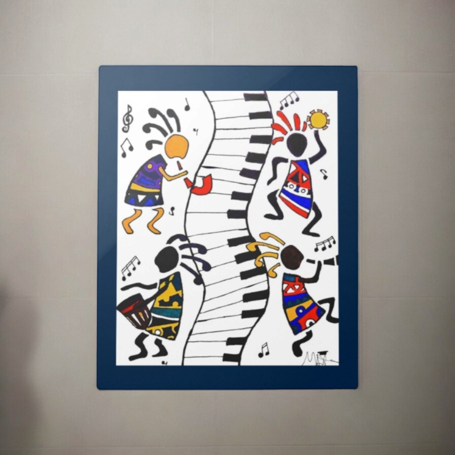 Tribal Music Wall Art, Original Hand Drawn Piece, Cultural Home Decor