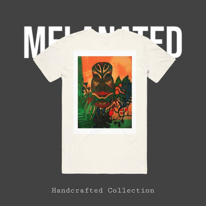 Tribal Mask Art on Ethnic Tee, Hand-Drawn Unisex Design