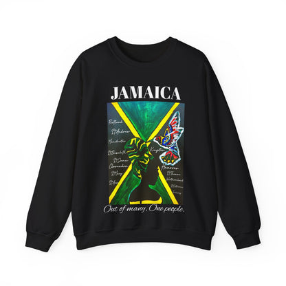 Handcrafted Graphic Sweatshirt featuring Jamaican Flag Art, Cozy Crewneck