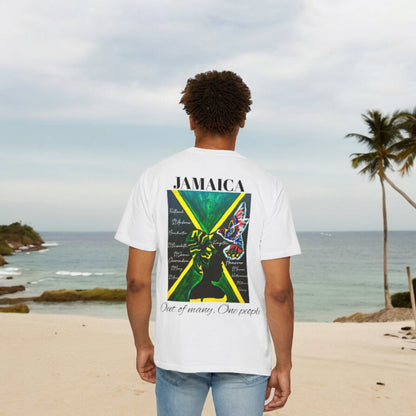 Hand-Drawn Jamaican Flag Tee - Unisex Artisan T-Shirt for Casual Wear