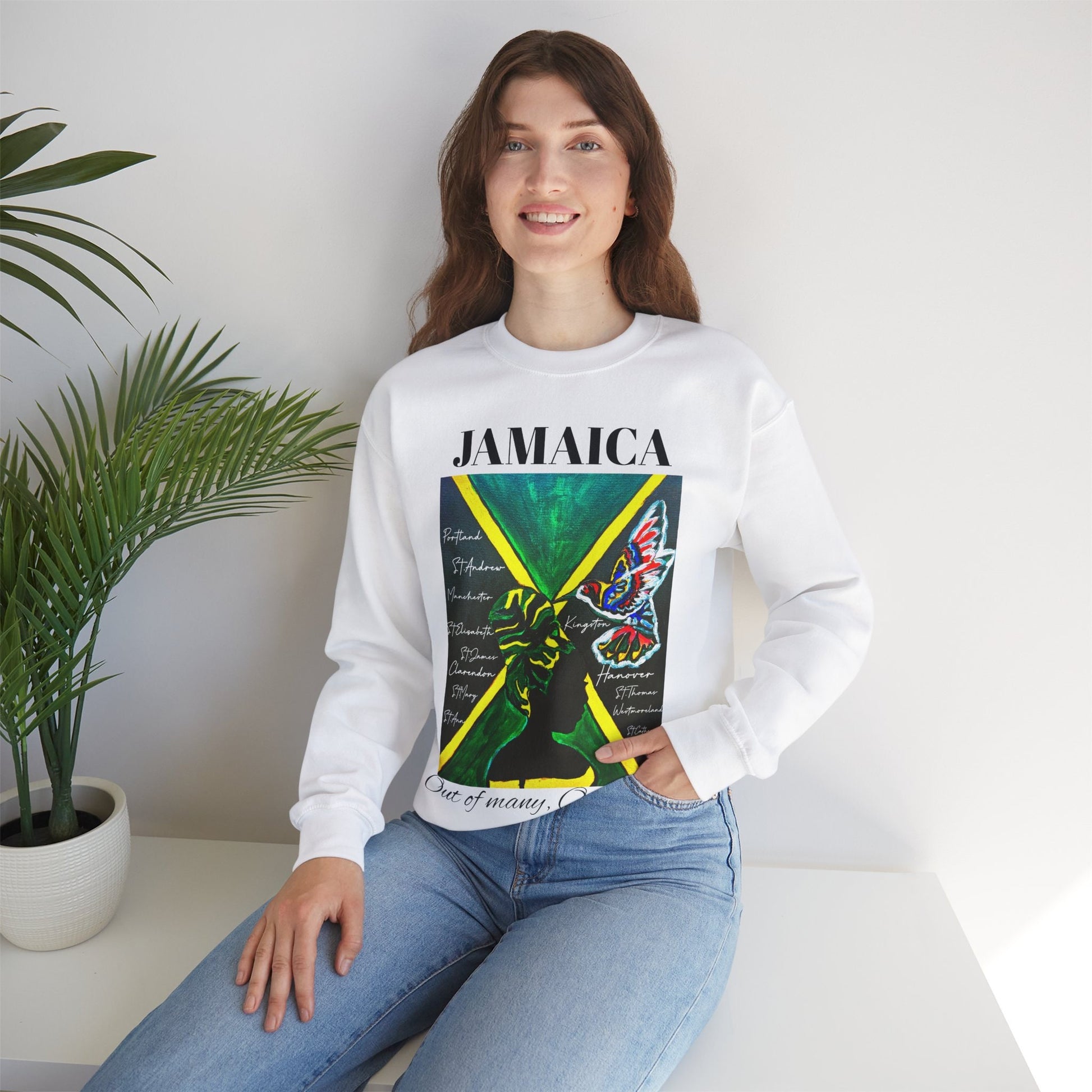 Jamaican Flag Art Crewneck Sweatshirt Unisex Casual Wear for Jamaica Lovers