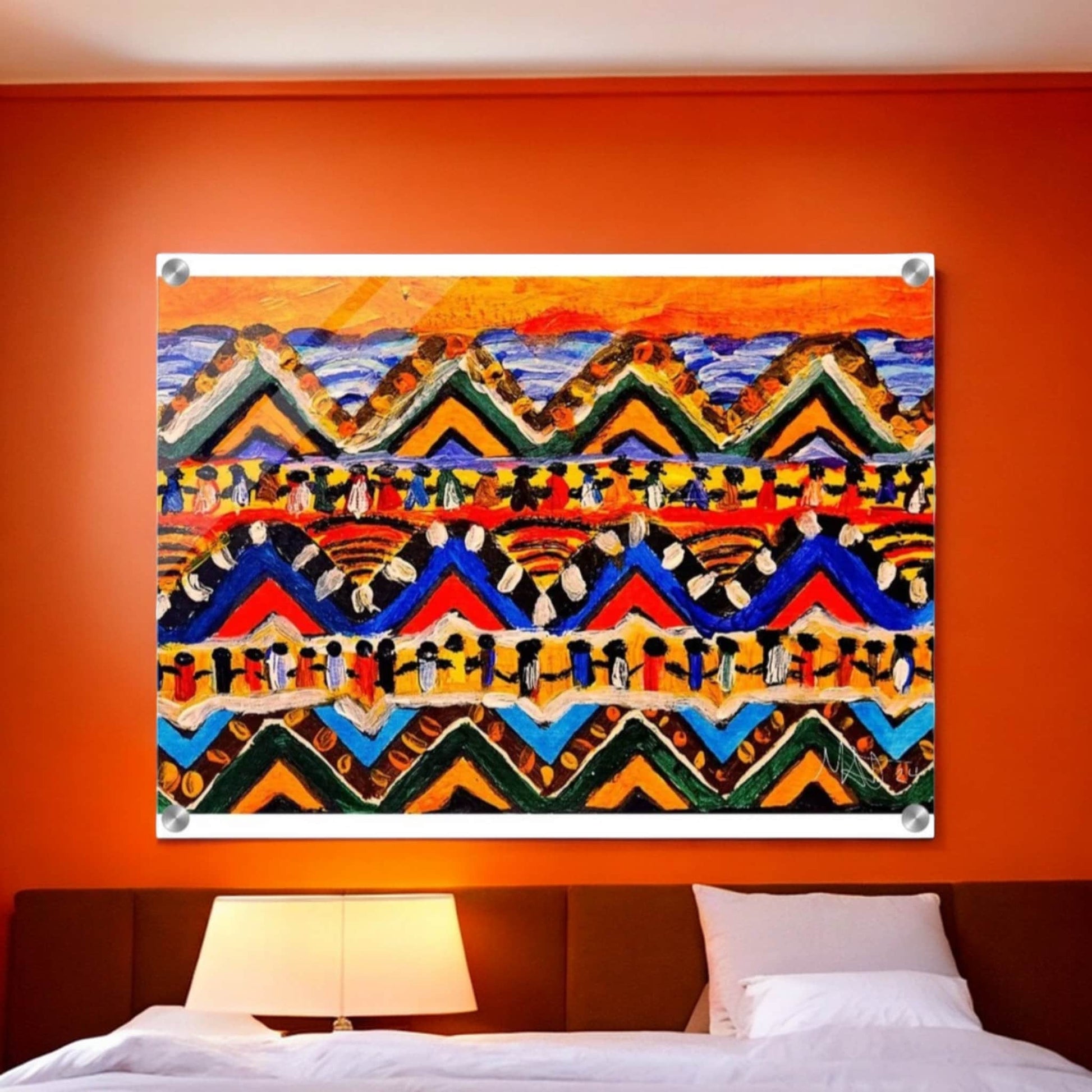 High-Quality Tribal Painting on Acrylic - Colorful, Impactful Art Print for Office & Living Space