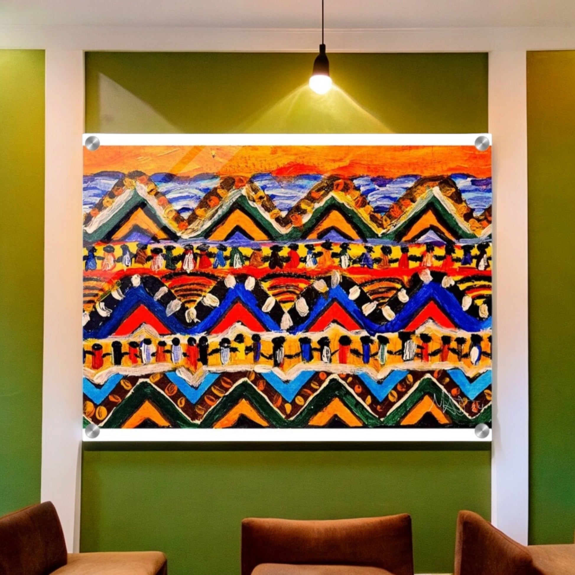 High-Quality Tribal Painting on Acrylic - Colorful, Impactful Art Print for Office & Living Space