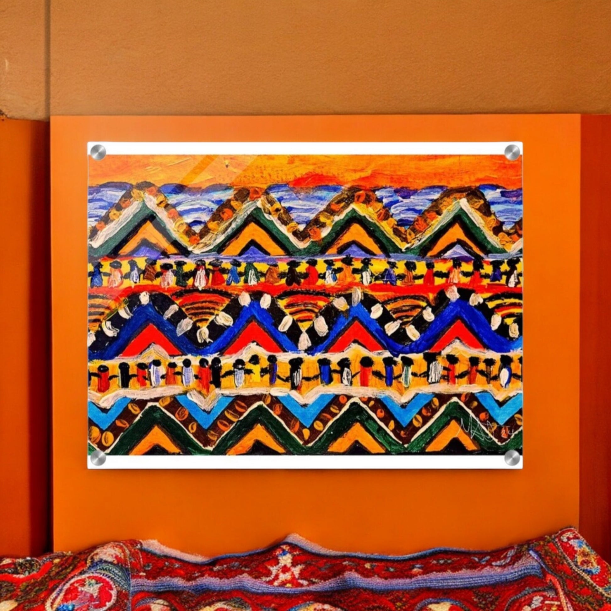 High-Quality Tribal Painting on Acrylic - Colorful, Impactful Art Print for Office & Living Space