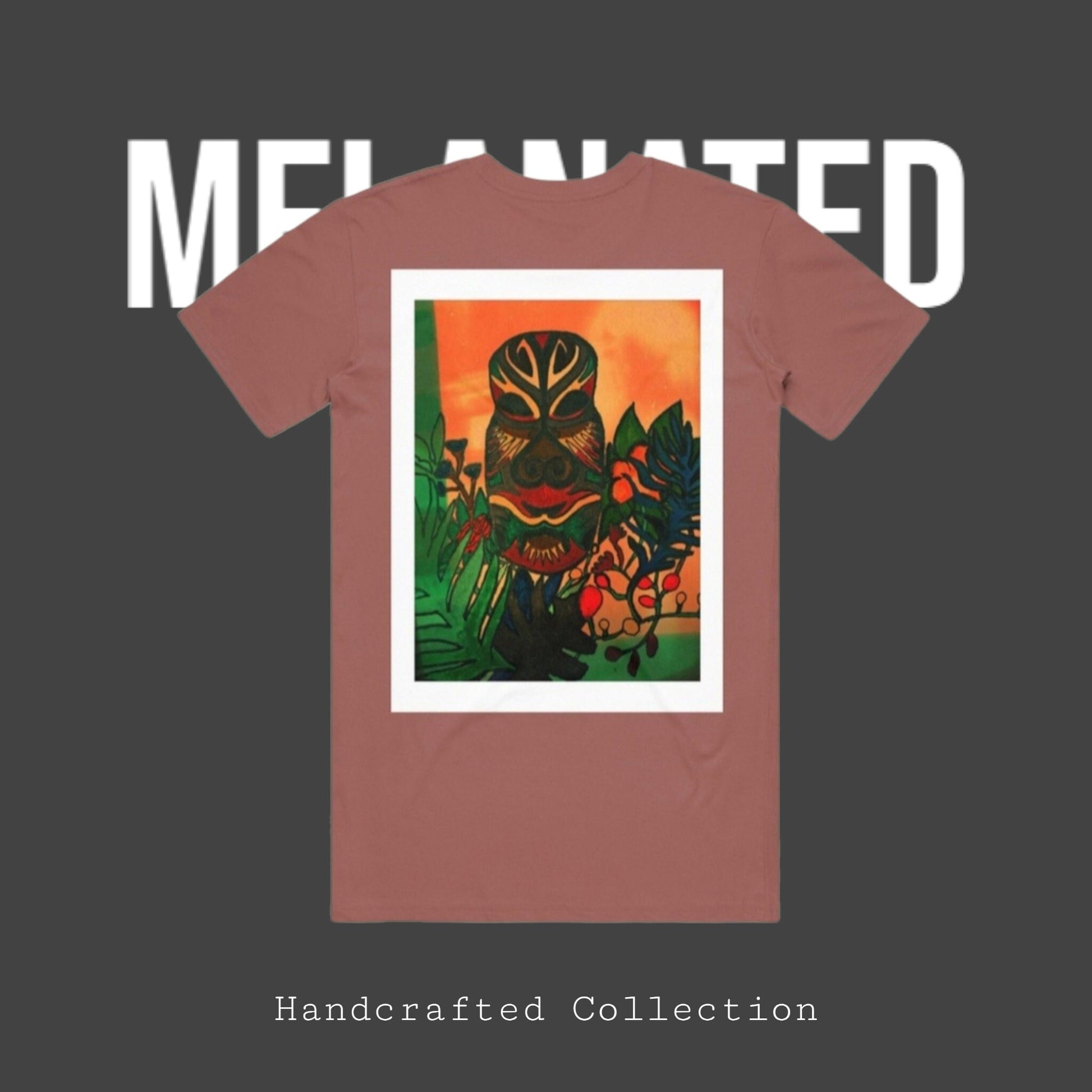 Tribal Mask Art on Ethnic Tee, Hand-Drawn Unisex Design