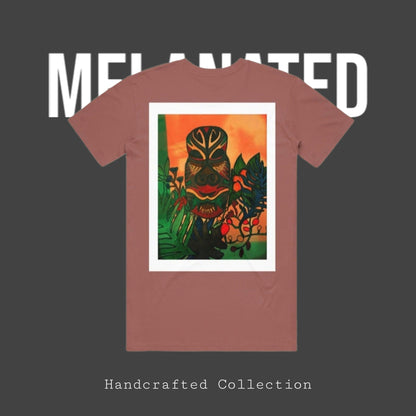 Tribal Mask Art on Ethnic Tee, Hand-Drawn Unisex Design