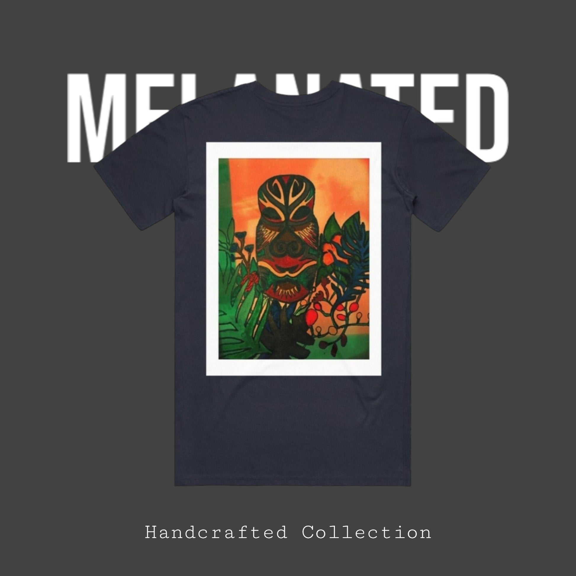 Tribal Mask Art on Ethnic Tee, Hand-Drawn Unisex Design