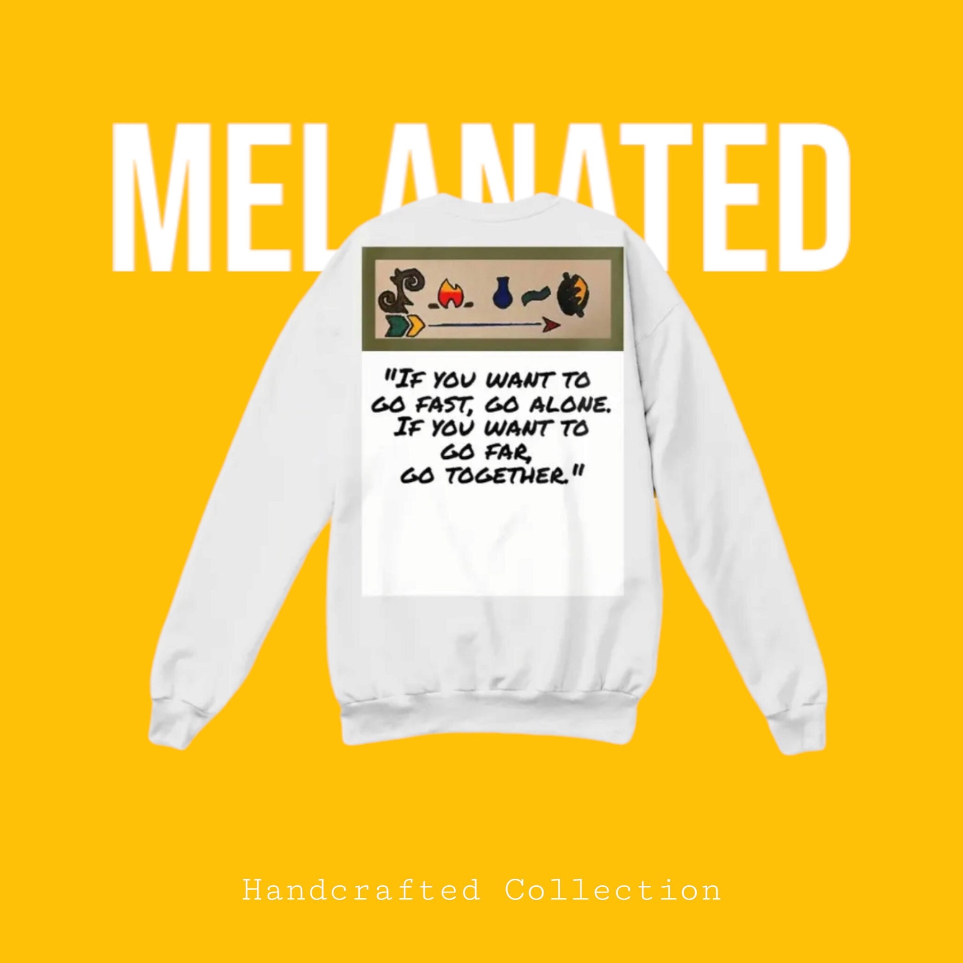 Ethnic Graphic Unisex Crewneck Sweater, Handcrafted Art with Motivational Quotes