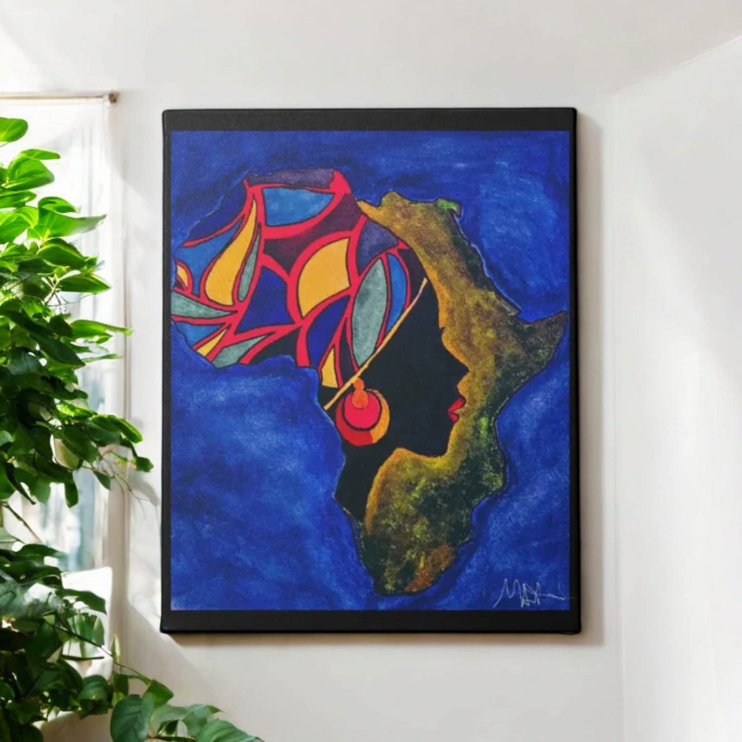 Ethnic Wall Art - Abstract Africa Map Painting on Canvas, Detailed Handcrafted Continent Illustration