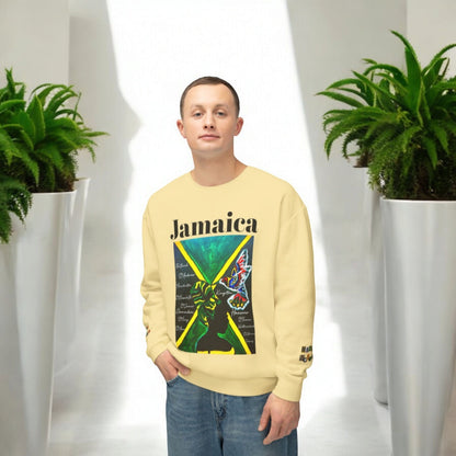 Jamaican Flag Art Crewneck Sweatshirt Unisex Casual Wear for Jamaica Lovers - Light Weight Fabric for Cozy Comfort