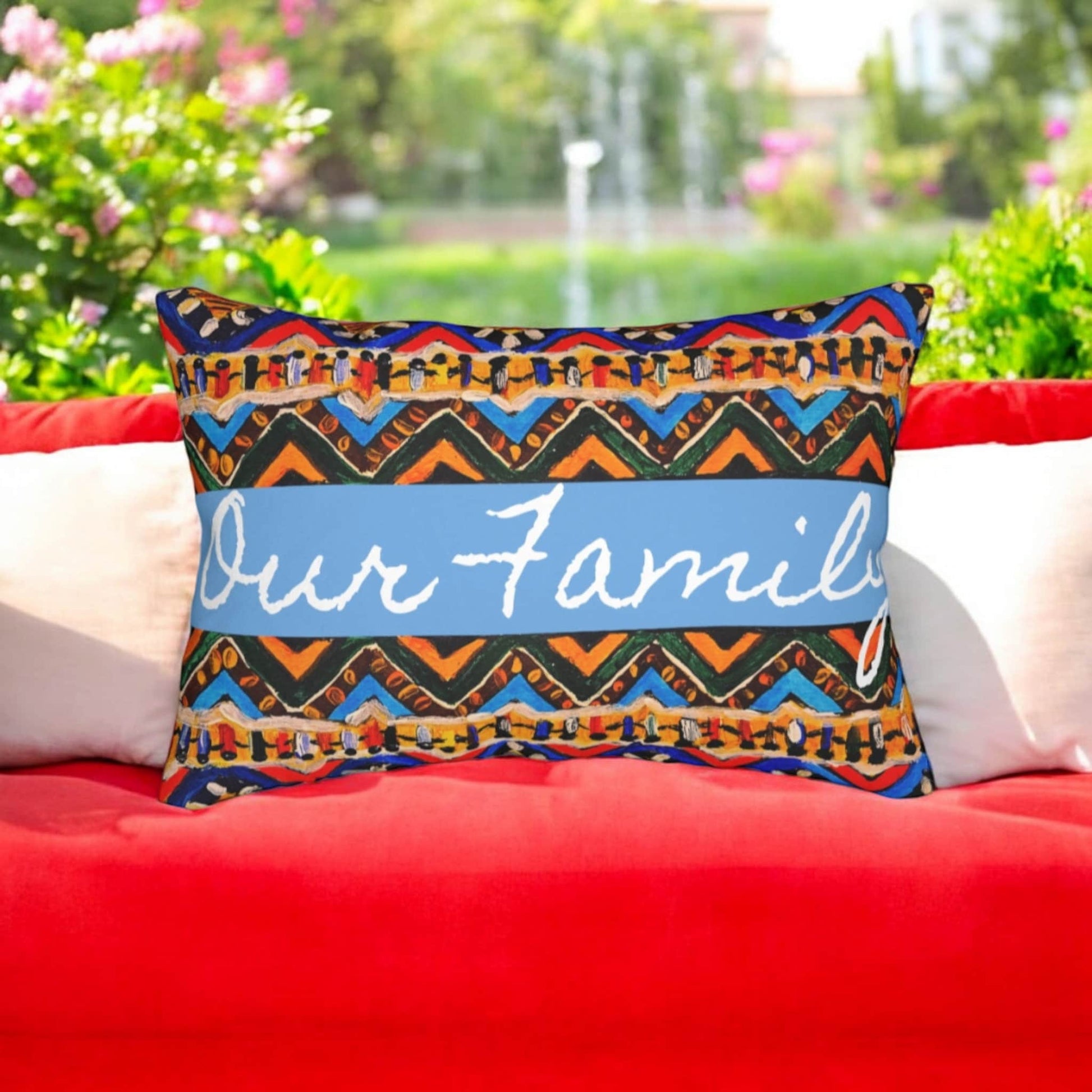 Tribal-Inspired Handcrafted Lumbar Pillow, Boho- Chic designed, Stylish Sofa Accessory