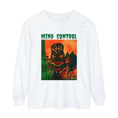 Tribal Mask Design on Unisex Garment-dyed Long Sleeve T-Shirt