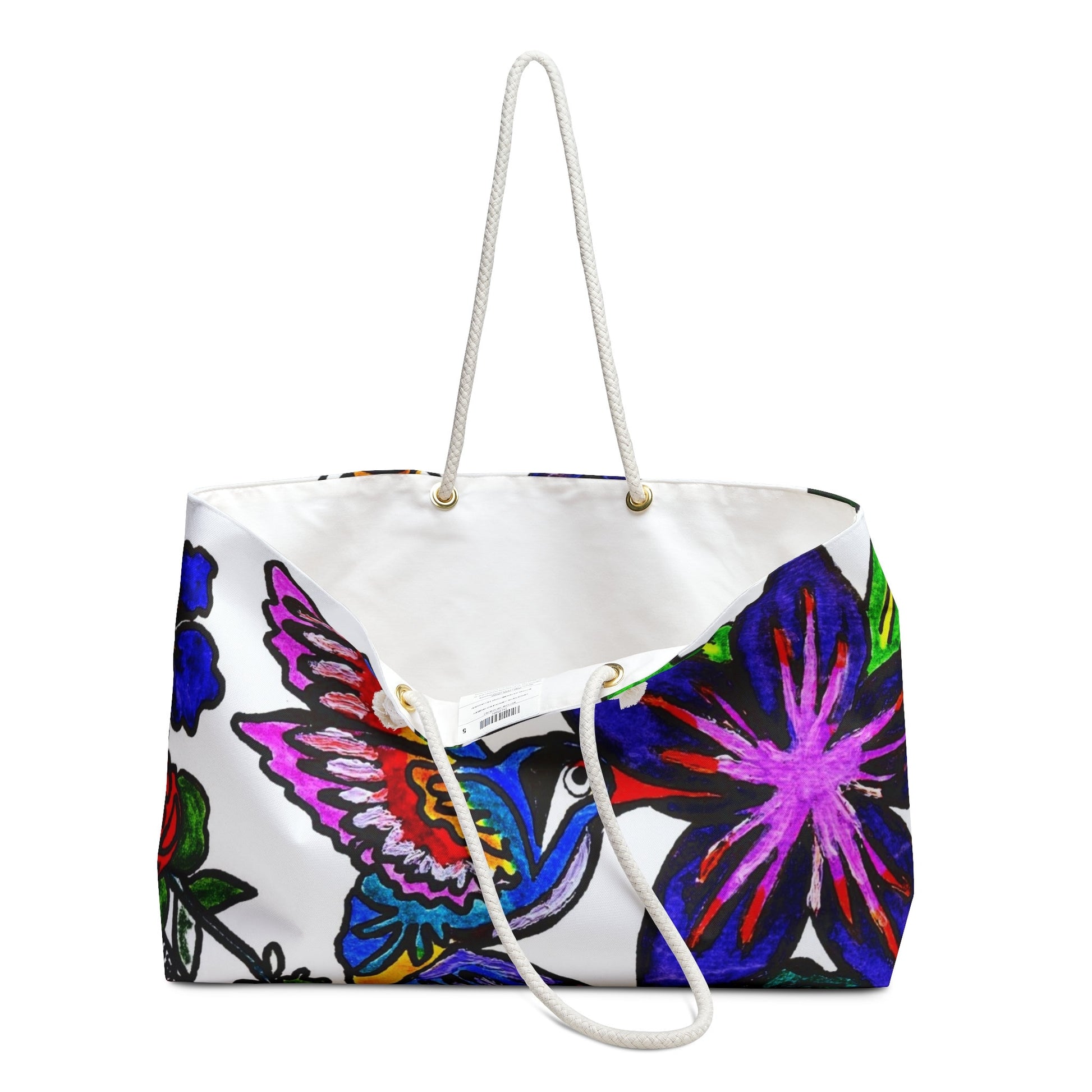 Unique Artisan Spring Floral Weekender Bag - Handmade Artwork Carryall