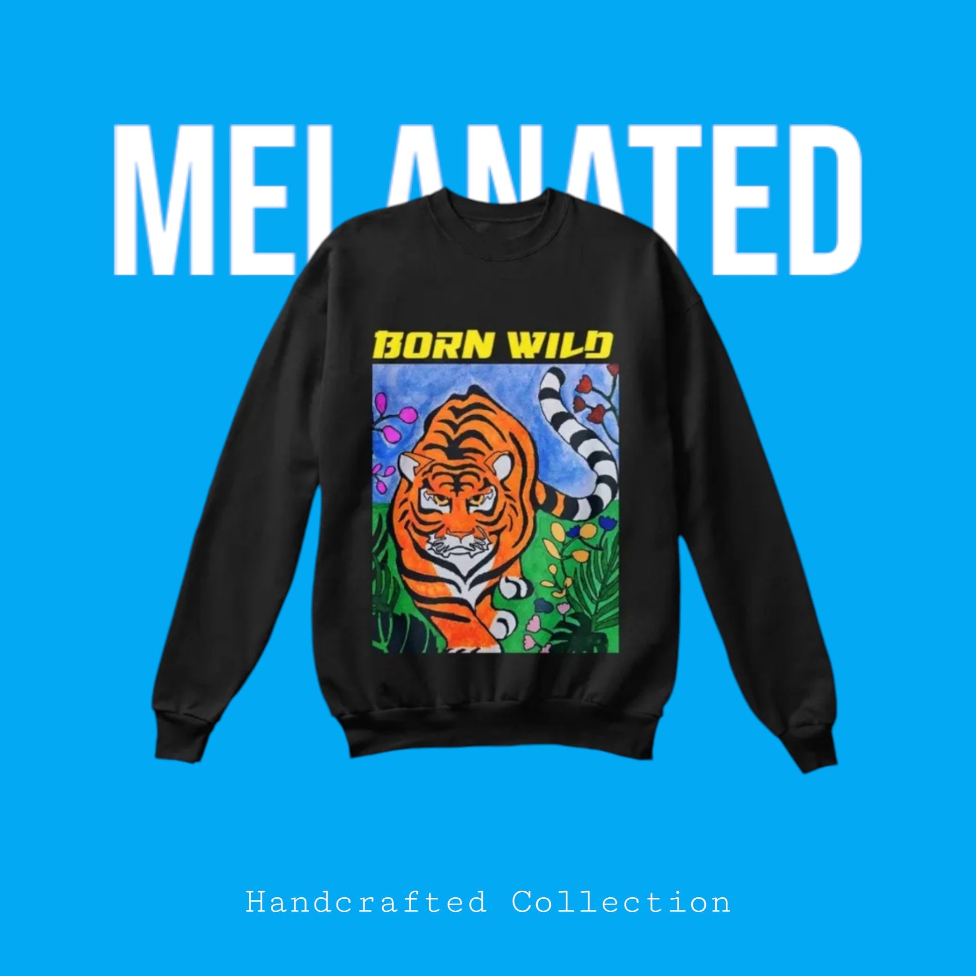 Artistic Tiger Illustration on Unisex Crewneck Sweatshirt