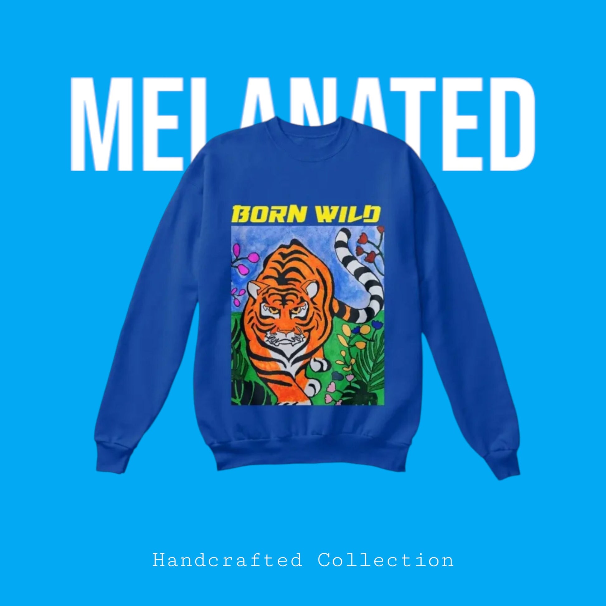 Artistic Tiger Illustration on Unisex Crewneck Sweatshirt