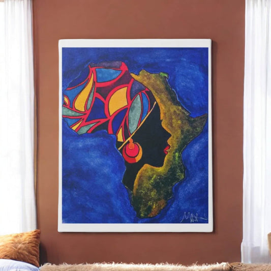 Ethnic Wall Art - Abstract Africa Map Painting on Canvas, Detailed Handcrafted Continent Illustration