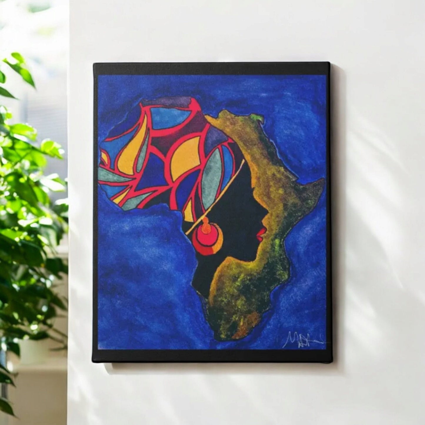 Ethnic Wall Art - Abstract Africa Map Painting on Canvas, Detailed Handcrafted Continent Illustration