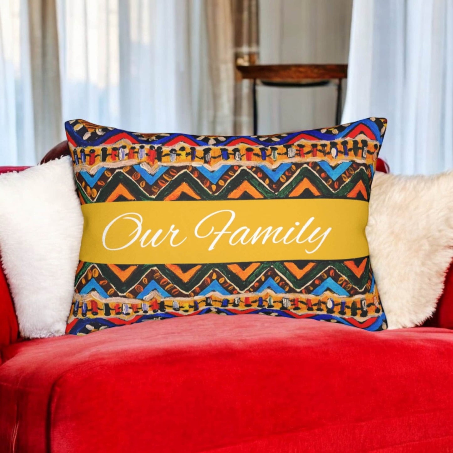 Ethnic Handmade Tribal Pattern Lumbar Pillow - Cozy and Decorative Sofa Accessory