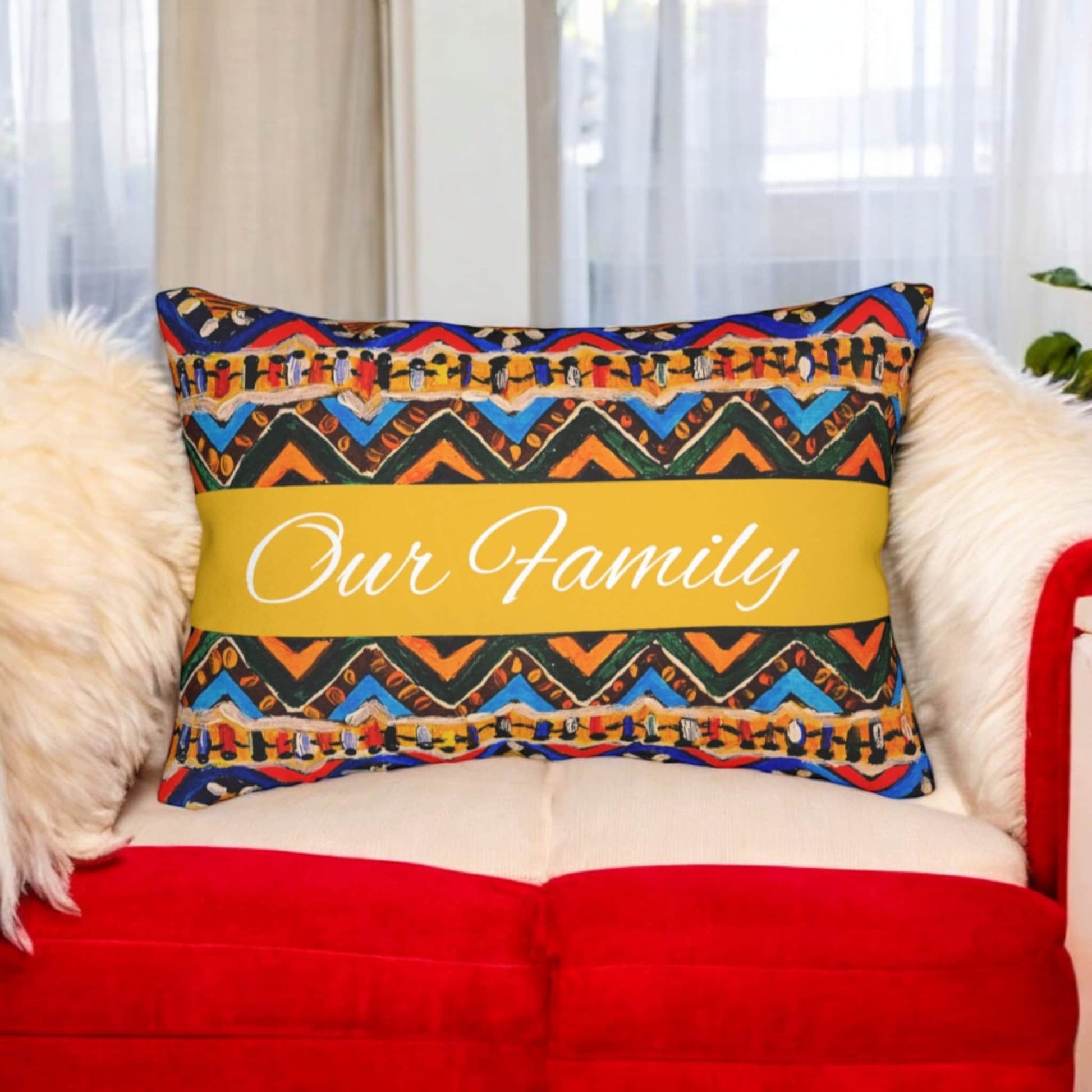 Ethnic Handmade Tribal Pattern Lumbar Pillow - Cozy and Decorative Sofa Accessory