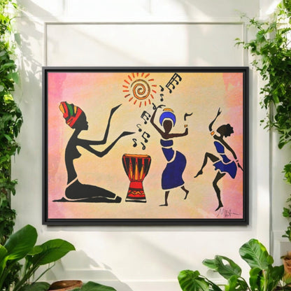 Original Hand Drawn Tribal Music Wall Art, Unique Ethnic Illustration