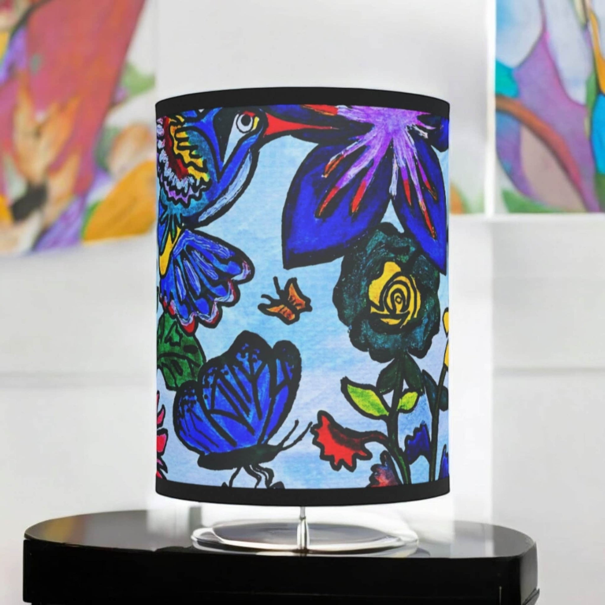 Spring Floral Themed Tripod Lamp, Artisan Crafted with High-Res Shade, Perfect Home Decor Lighting, Unique Mother's Day Gift