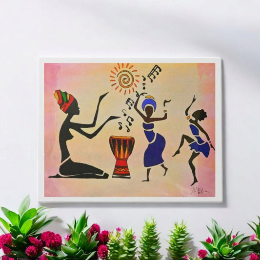 Original Hand Drawn Tribal Music Wall Art, Unique Ethnic Illustration