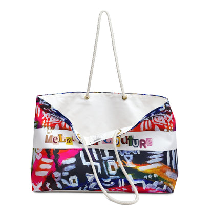 Colorful Tribal Patterned Weekender Bag, Oversized, Durable Tote with Rope Handles for Beach & City Getaways, Unique Travel Gift