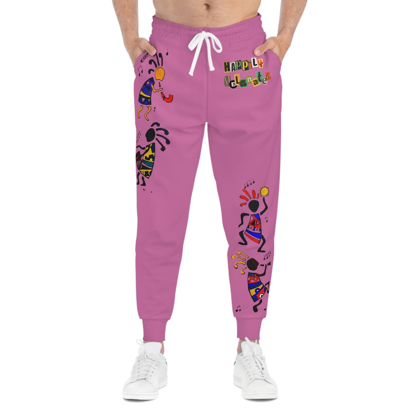 Afro Music Cartoon Art Unisex Athletic Joggers, Handcrafted Jogger Pants, Music Lover Gift