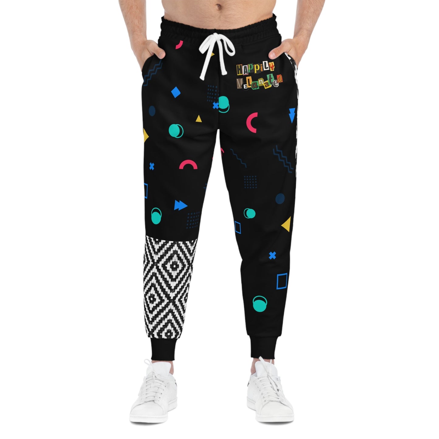 Handcrafted Aztec Pattern Unisex Athletic Joggers, Comfy Aztec Workout Pants