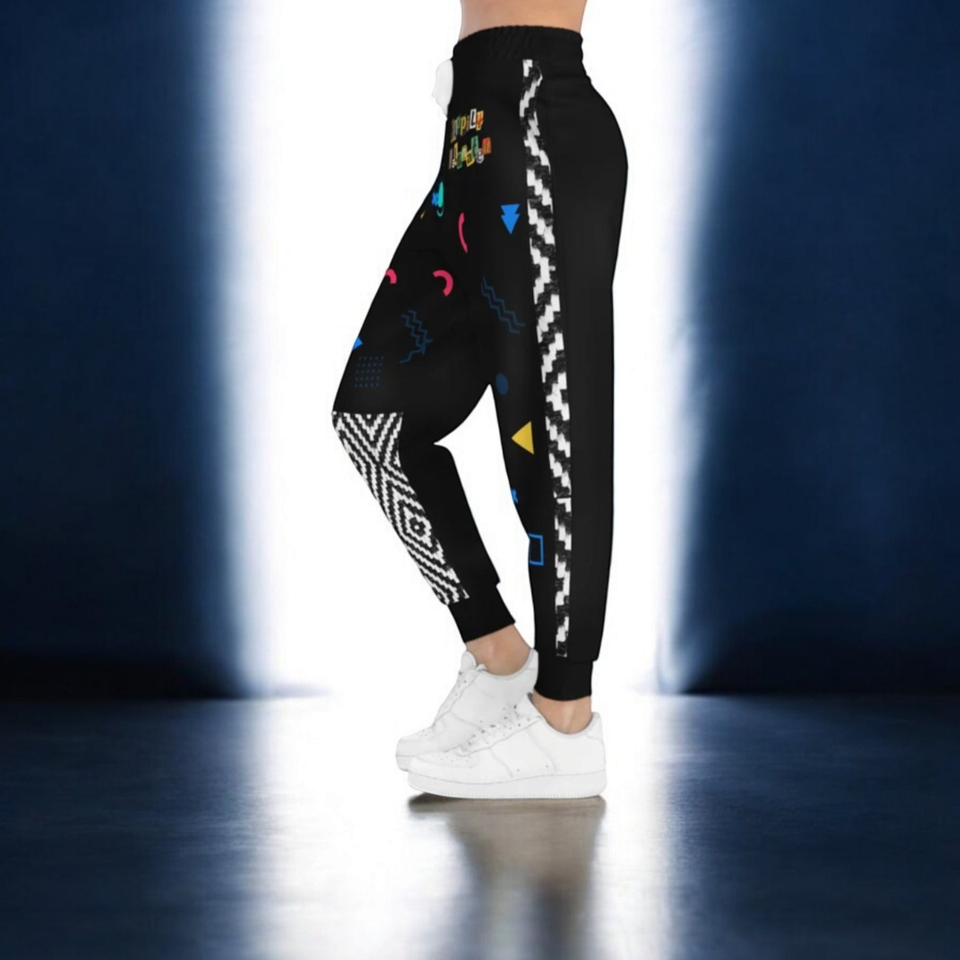 Handcrafted Aztec Pattern Unisex Athletic Joggers, Comfy Aztec Workout Pants