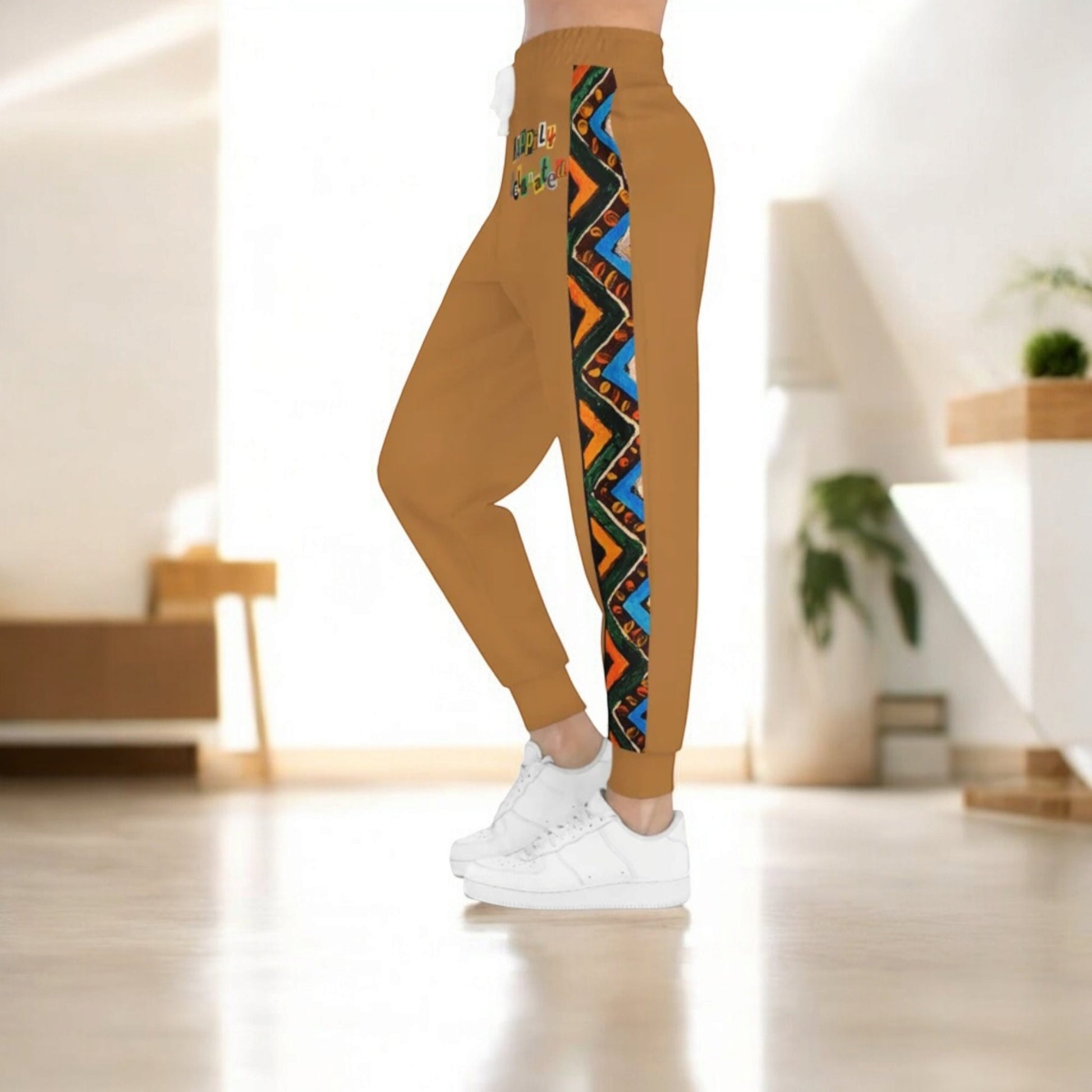 Handcrafted Aztec Pattern Unisex Athletic Joggers, Comfy Aztec Workout Pants