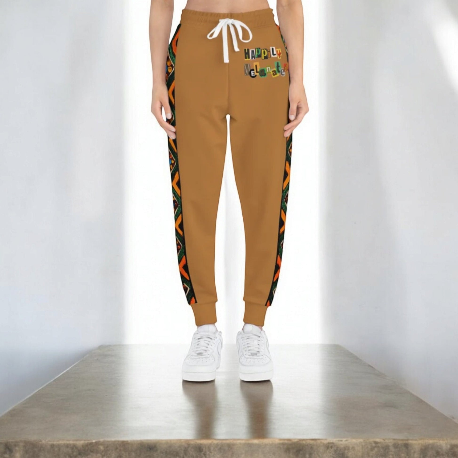 Handcrafted Aztec Pattern Unisex Athletic Joggers, Comfy Aztec Workout Pants