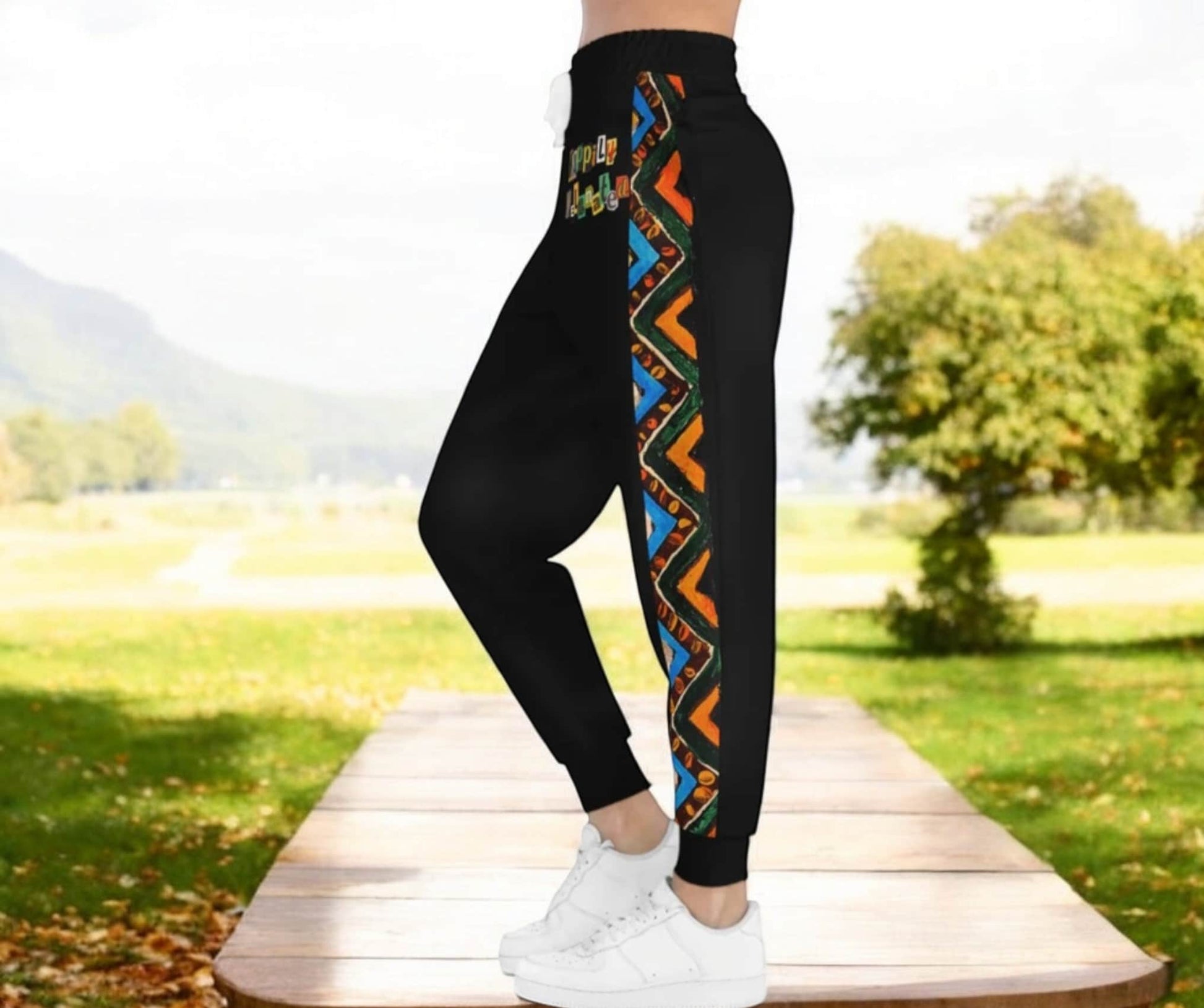 Handcrafted Aztec Pattern Unisex Athletic Joggers, Sports Pants, Workout Leggings, Fitness Activewear