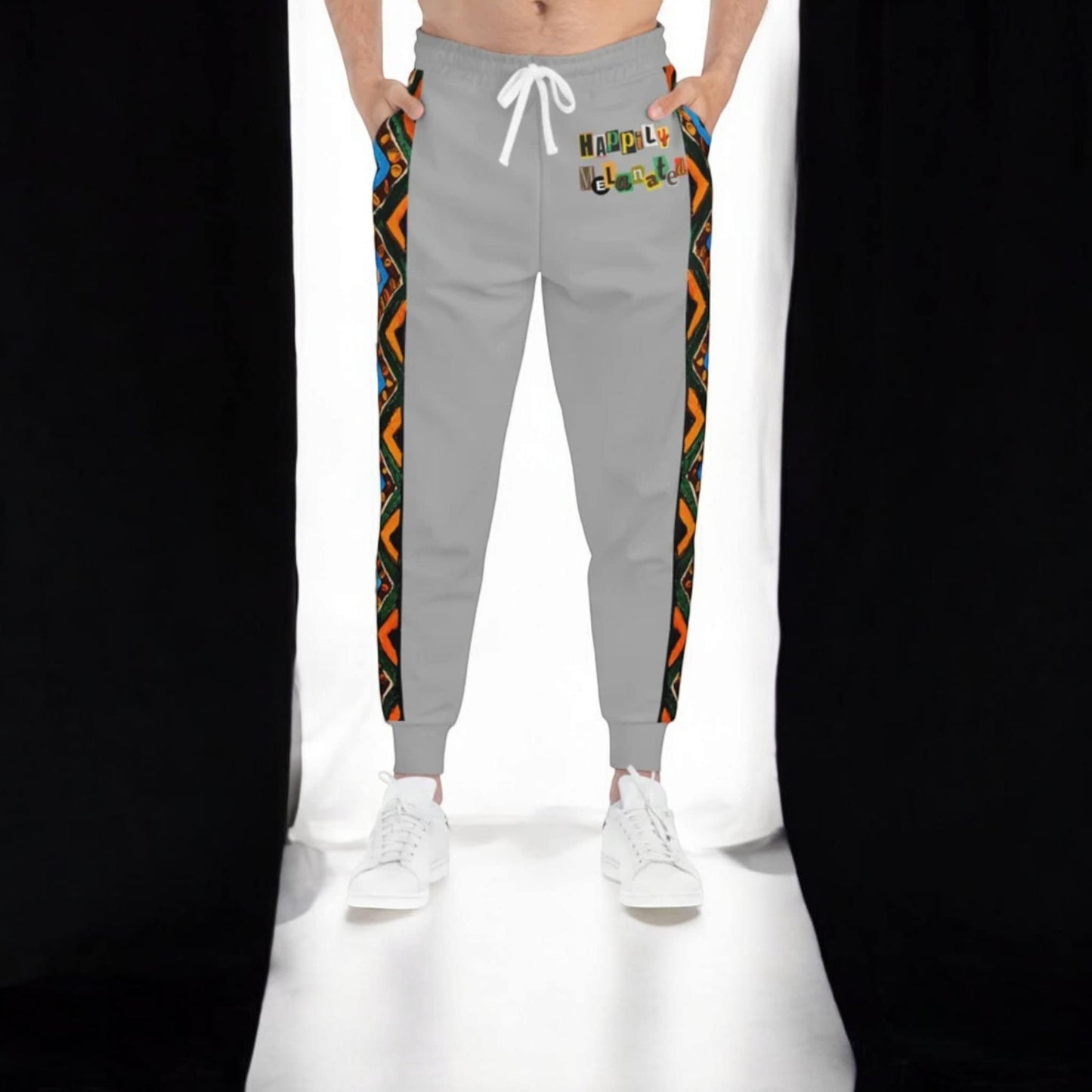 Handcrafted Aztec Pattern Unisex Athletic Joggers, Comfy Aztec Workout Pants