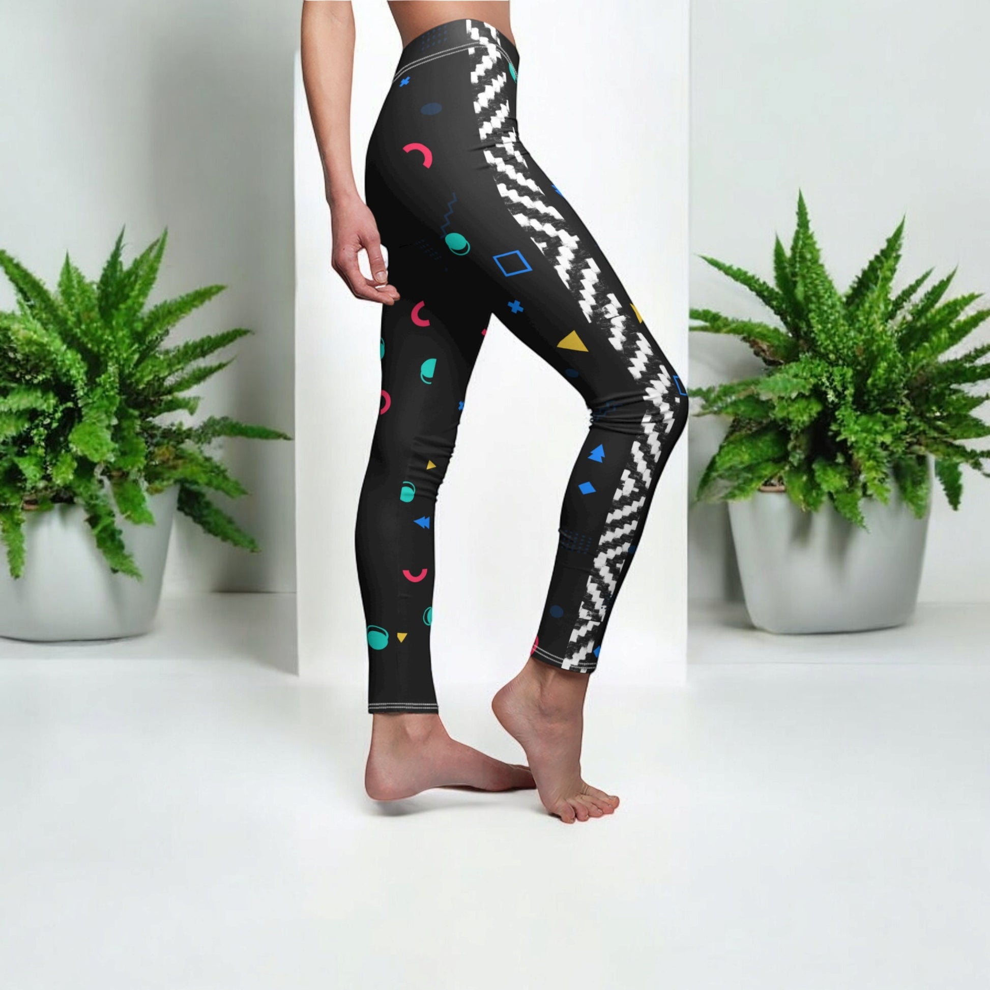 Boho Chic Handcrafted Tribal Print Leggings, Ethnic Casual Women’s Apparel