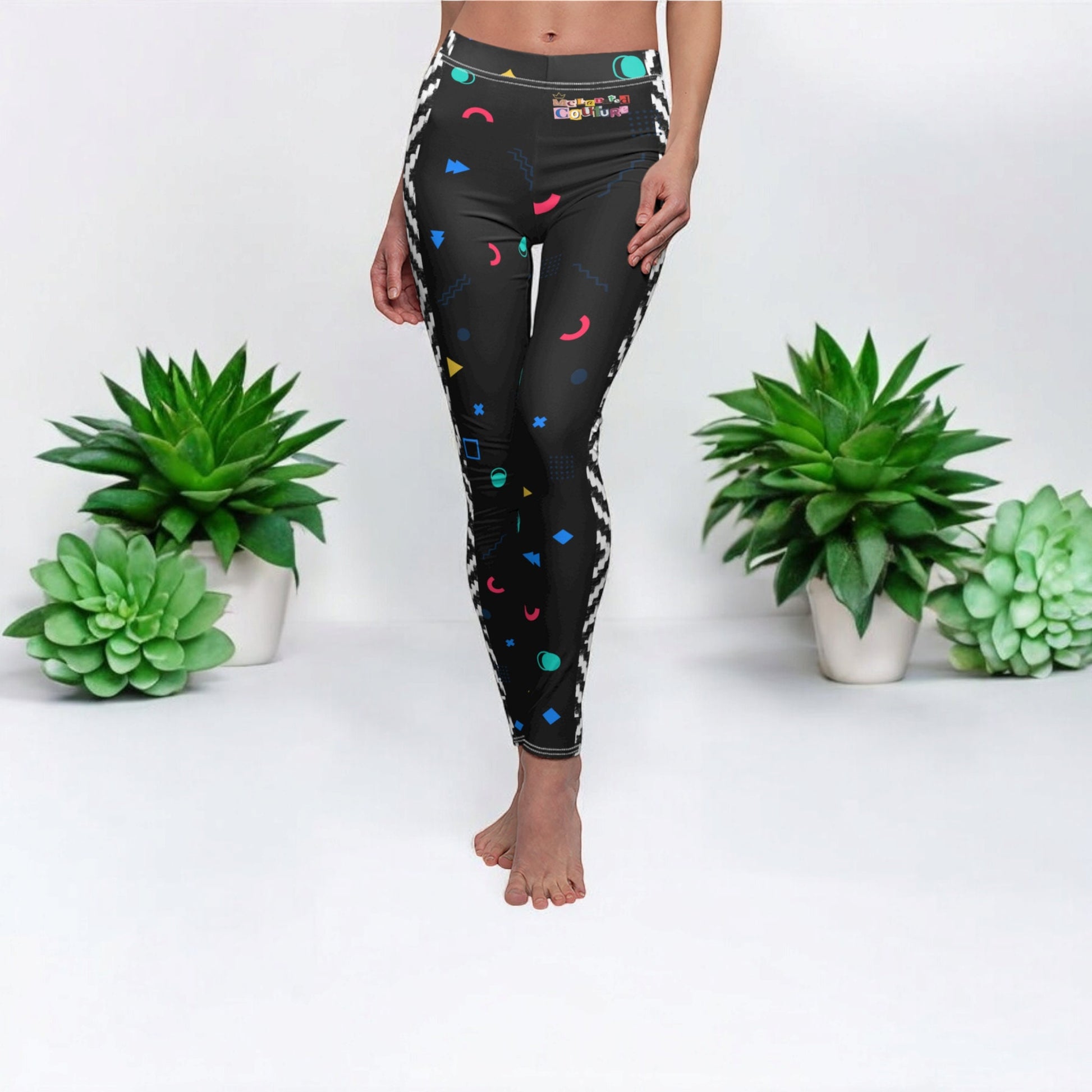 Boho Chic Handcrafted Tribal Print Leggings, Ethnic Casual Women’s Apparel