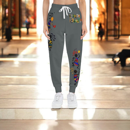 Afro Music Cartoon Art Unisex Athletic Joggers, Handcrafted Jogger Pants, Workout Sweatpants