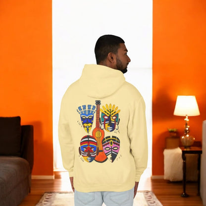 Handcrafted Ethnic Music Art on Unisex Lightweight Hoodie - Music Lover Gift