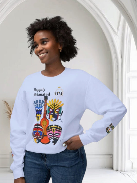 Colorful African Streetwear Unisex Sweatshirt, Hand-Drawn Tribal Art with Bob Marley Quote