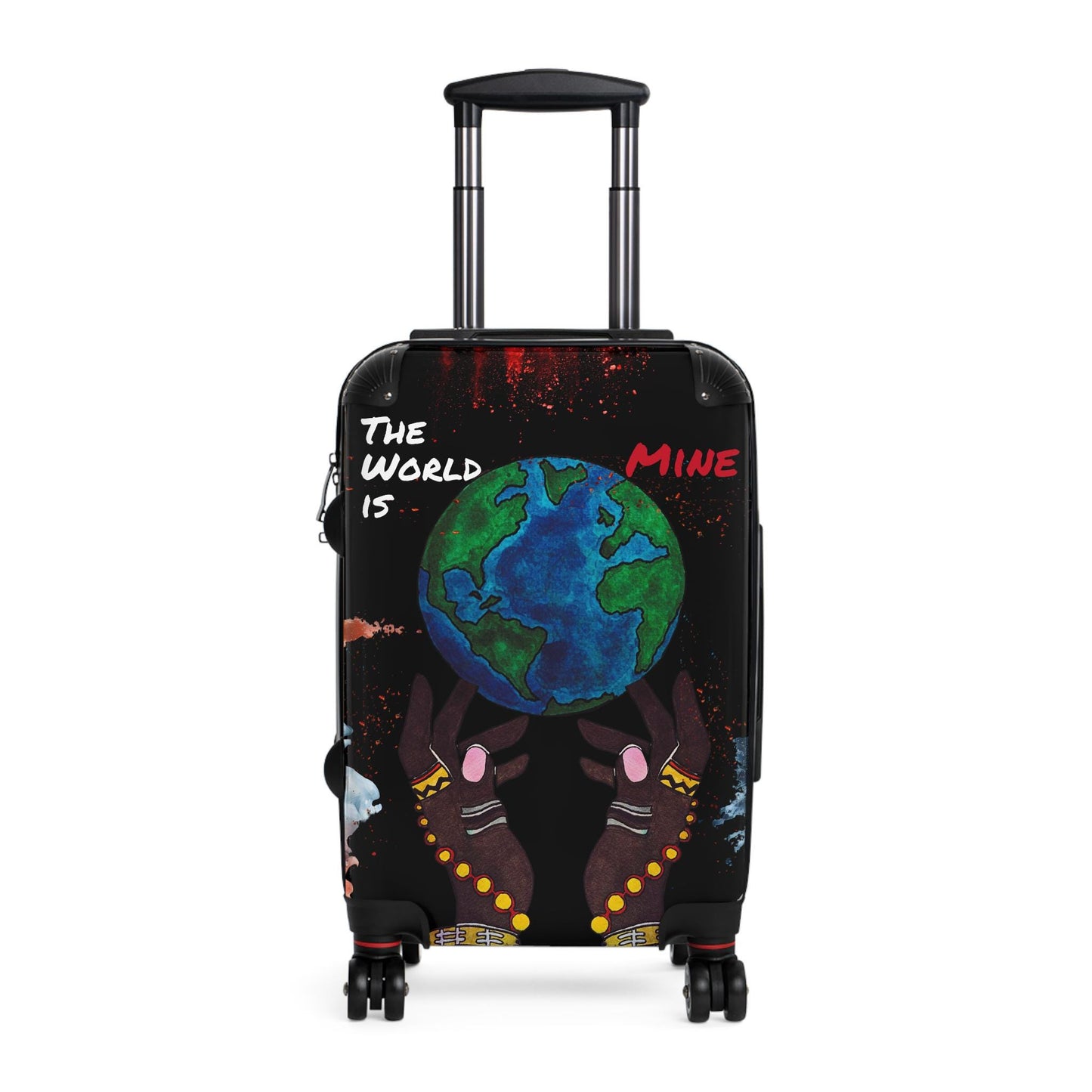 Handcrafted Afro Galactic Art Suitcase, Travel Luggage, African Inspired Carry-On Bag