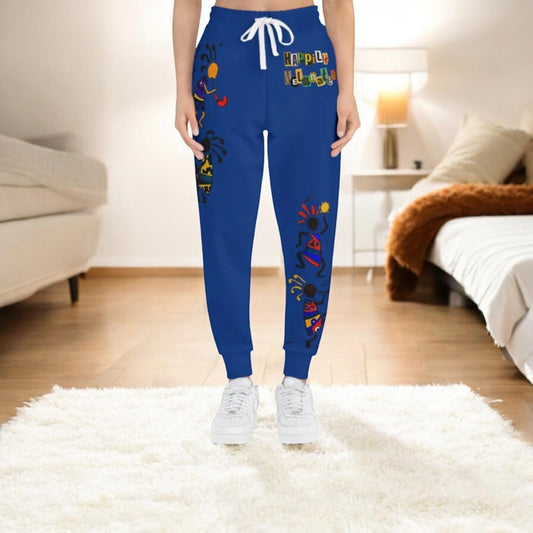 Afro Music Cartoon Art Unisex Athletic Joggers, Handcrafted Jogger Pants