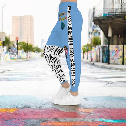 Handcrafted Afro Music Cartoon Art Athletic Joggers - Music Lover Gift