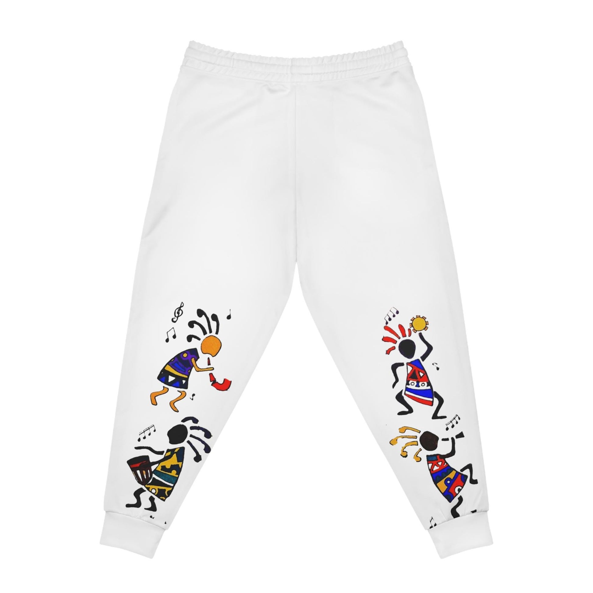 Handcrafted Afro Music Cartoon Art Athletic Joggers, Unisex Sweatpants