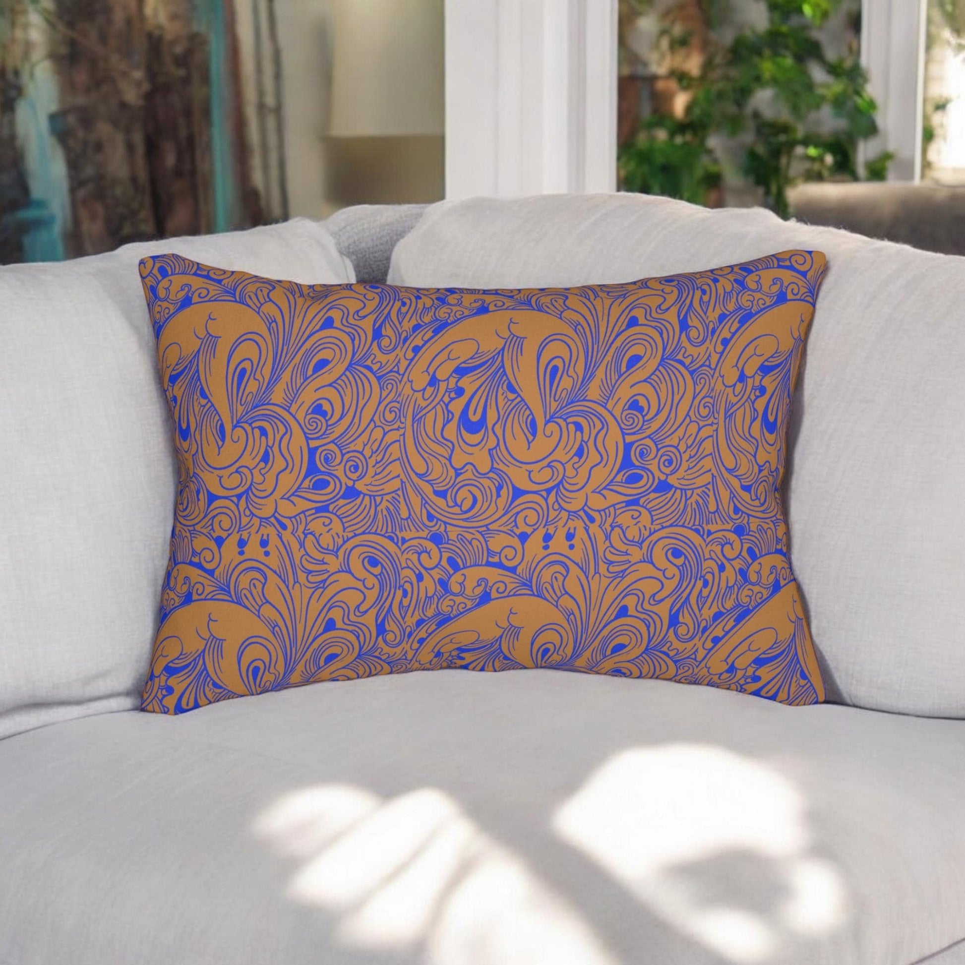 Floral Spun Polyester Pillow, Home Decor Cushion, Botanical Lumbar Throw