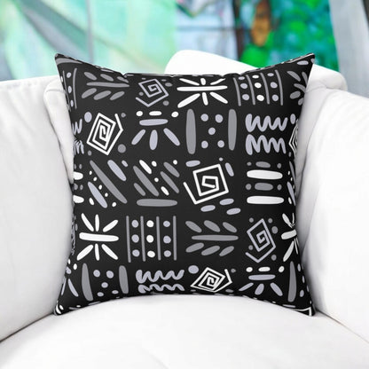 Boho Aztec Tribal Pattern Square Pillow - Double Sided Print Hidden Zipper