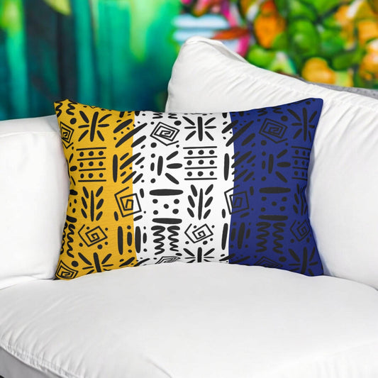 Boho Spun Polyester Lumbar Pillow with Tribal Pattern Water-resistant Hidden Zipper